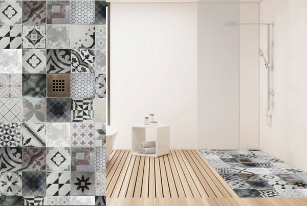 Plato de ducha azulejo vintage patchwork